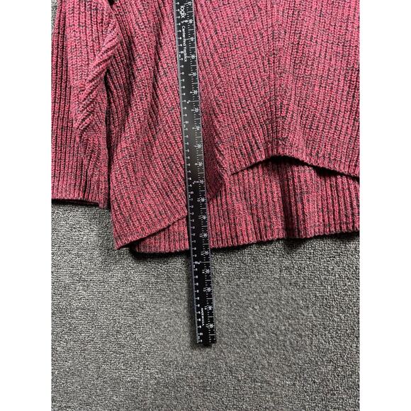 Urban Outfitters Sweater Womens Medium Red Black V Neck Knit High Low Hem - Picture 7 of 8